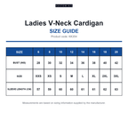 KK354 Kustom Kit Ladies V-Neck Cardigan size guide (KK354)