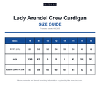 KK355 Kustom Kit Lady Arundel Crew Cardigan size guide (KK355)