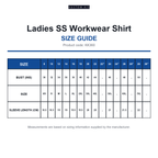 KK360 Kustom Kit Ladies SS Workwear Shirt size guide (KK360)