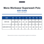 KK400 Kustom Kit Mens Workwear Superwash Polo size guide (KK400)