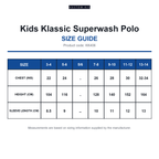 KK406 Kustom Kit Kids Klassic Superwash Polo size guide (KK406)