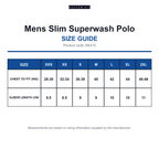 KK413 Kustom Kit Mens Slim Superwash Polo size guide (KK413)