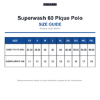 KK444 Kustom Kit Superwash 60 Pique Polo size guide (KK444)
