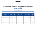 KK460 Kustom Kit Cotton Klassic Superwash Polo size guide (KK460)