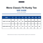KK500 Kustom Kit Mens Classic Fit Hunky Tee size guide (KK500)