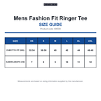 KK508 Kustom Kit Mens Fashion Fit Ringer Tee size guide (KK508)