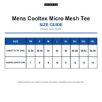 KK555 Kustom Kit Mens Cooltex Micro Mesh Tee size guide (KK555)