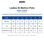 KK706 Kustom Kit Ladies St Mellion Polo size guide (KK706)
