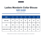 KK727 Kustom Kit Ladies Mandarin Collar Blouse size guide (KK727)