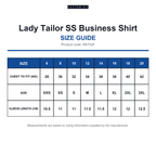 KK742F Kustom Kit Lady Tailor SS Business Shirt size guide (KK742F)