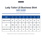 KK743F Kustom Kit Lady Tailor LS Business Shirt size guide (KK743F)