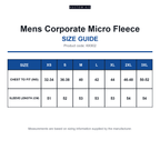 KK902 Kustom Kit Mens Corporate Micro Fleece size guide (KK902)