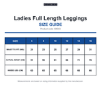 KK943 Kustom Kit Ladies Full Length Leggings size guide (KK943)