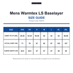 KK979 Kustom Kit Mens Warmtex LS Baselayer size guide (KK979)
