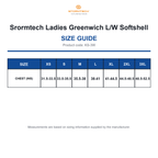 KS-3W Srormtech Ladies Greenwich L/W Softshell size guide (KS-3W)