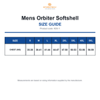 KSV-1 Stormtech Mens Orbiter Softshell size guide (KSV-1)