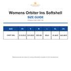 KSX-1W Stormtech Womens Orbiter Ins Softshell size guide (KSX-1W)