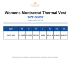 PDV-1W Stormtech Womens Montserrat Thermal Vest size guide (PDV-1W)