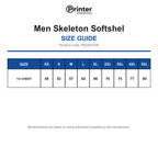 PE2261035 Printer Essentials Men Skeleton Softshel size guide (PE2261035)