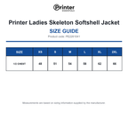 PE2261041 Printer Ladies Skeleton Softshell Jacket size guide (PE2261041)