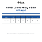 PE2264014 Printer Ladies Heavy T-Shirt size guide (PE2264014)