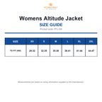 PFJ-3W Stormtech Womens Altitude Jacket size guide (PFJ-3W)