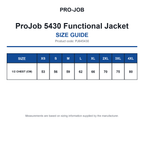 PJ645430 ProJob 5430 Functional Jacket size guide (PJ645430)