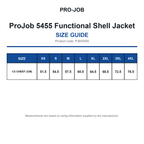 PJ645455 ProJob 5455 Functional Shell Jacket size guide (PJ645455)