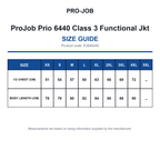 PJ646440 ProJob Prio 6440 Class 3 Functional Jkt size guide (PJ646440)