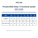PJ646442 ProJob 6442 Class 1 Functional Jacket size guide (PJ646442)