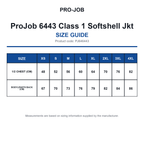 PJ646443 ProJob 6443 Class 1 Softshell Jkt size guide (PJ646443)
