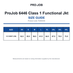 PJ646446 ProJob 6446 Class 1 Functional Jkt size guide (PJ646446)