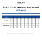 PJ646570 ProJob Prio 6570 Waispant Stretch Class2 size guide (PJ646570)