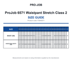 PJ646571 ProJob 6571 Waistpant Stretch Class 2 size guide (PJ646571)