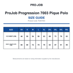 PJ647003 ProJob Progression 7003 Pique Polo size guide (PJ647003)