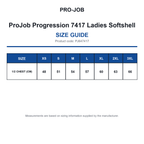 PJ647417 ProJob Progression 7417 Ladies Softshell size guide (PJ647417)