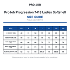 PJ647418 ProJob Progression 7418 Ladies Softshell size guide (PJ647418)