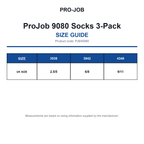 PJ649080 ProJob 9080 Socks 3-Pack size guide (PJ649080)