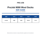 PJ649090 ProJob 9090 Wool Socks size guide (PJ649090)