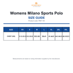 PMT-1W Stormtech Womens Milano Sports Polo size guide (PMT-1W)