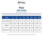 PP2265024 Printer Prime Polo size guide (PP2265024)