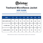 PR2261508 Printer Red Twohand Microfleece Jacket size guide (PR2261508)