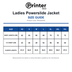 PR2262059 Printer Red Ladies Powerslide Jacket size guide (PR2262059)
