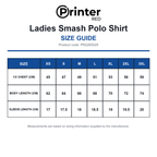PR2265029 Printer Red Ladies Smash Polo Shirt size guide (PR2265029)