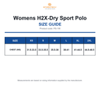 PS-1W Stormtech Womens H2X-Dry Sport Polo size guide (PS-1W)