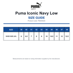 PS640020 Puma Iconic Navy Low size guide (PS640020)