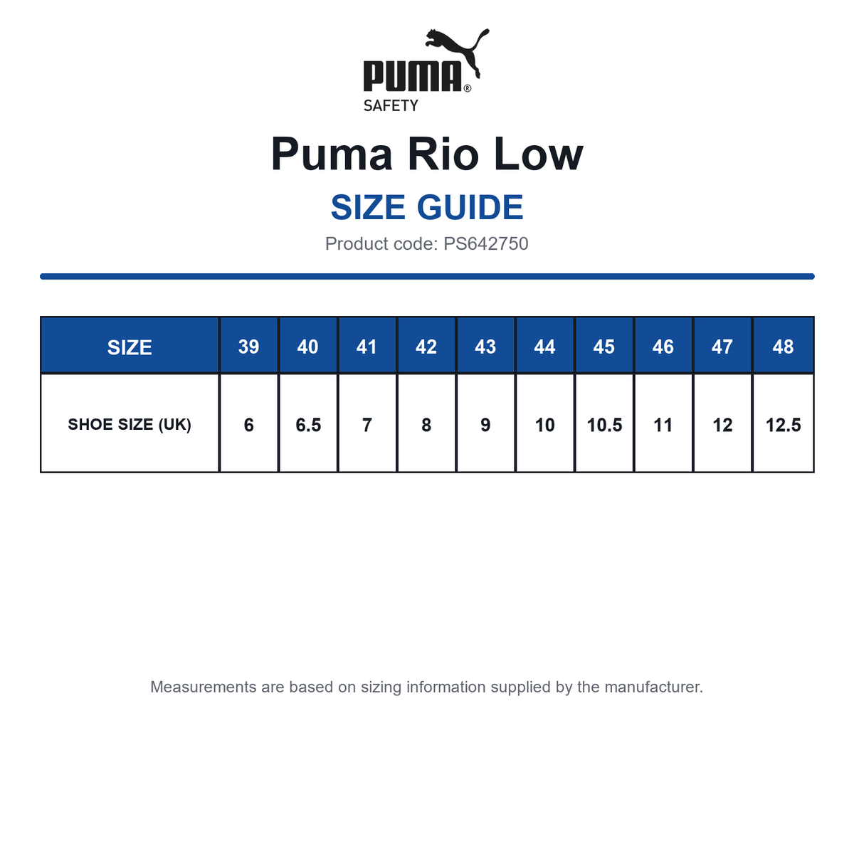 PS642750 Puma Rio Low size guide (PS642750)
