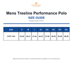 PTS-1 Stormtech Mens Treeline Performance Polo size guide (PTS-1)