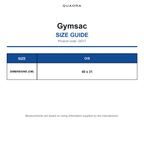 QD17 Quadra Gymsac size guide (QD17)