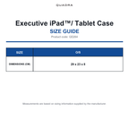 QD264 Quadra Executive iPad™/ Tablet Case size guide (QD264)